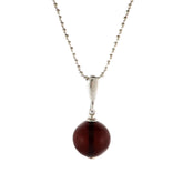 Cherry Amber Round Bead Pendant & Chain Necklace Sterling Silver - Amber Alex Jewelry
